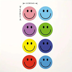 1 Roll 500pcs Smiling Face Round Paper Stickers for Teachers Rewards & Gifts