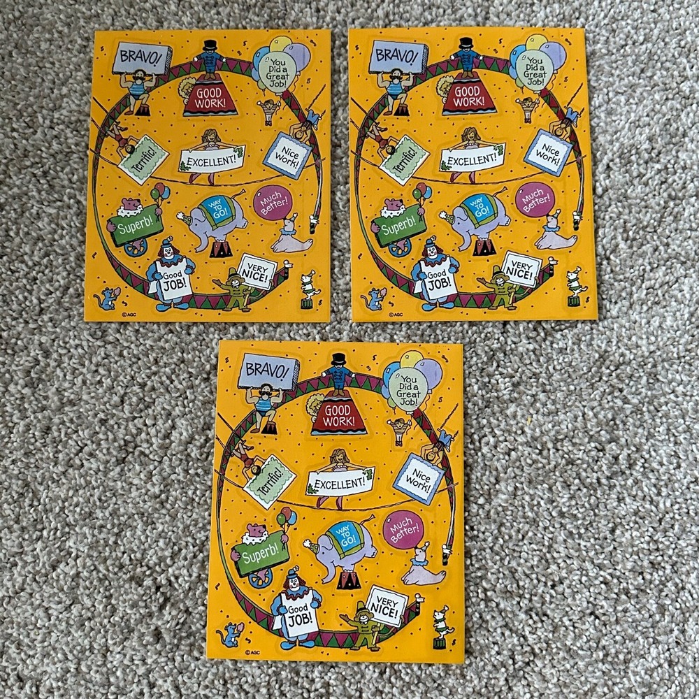 Vintage 80s 1990s American Greetings AGC Hallmark Circus Ring Bravo Stickers Lot
