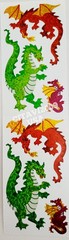 JILLSON & ROBERTS HAMBLY STICKERS PRISMATIC GLITTER SHEET DRAGONS FANTASY