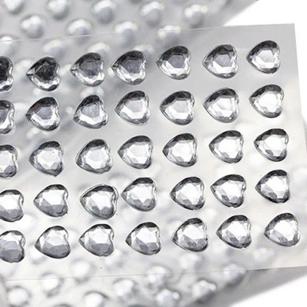 6mm Crystal Heart Stick On Gems – 250 PCS