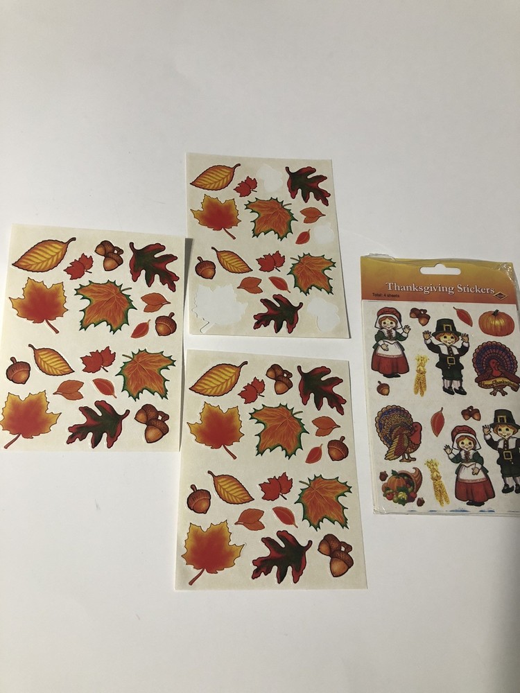 Vintage Fall Thanksgiving Stickers 7 Sheets 4 Are New In Package 1998 Beistle Co