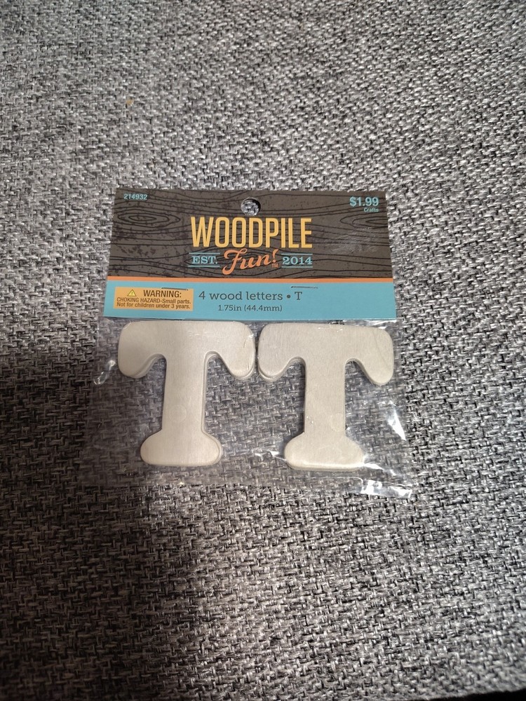 Hobby Lobby Woodpile 1.75” Wood Letters (4 Pieces Of Letter T) Still Sealed New