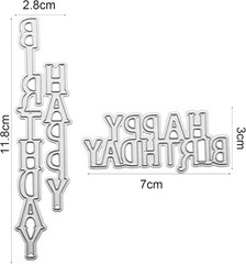 Silver Happy Birthday Metal Cutting Dies DIY Craft Carbon Steel Embossing Templa