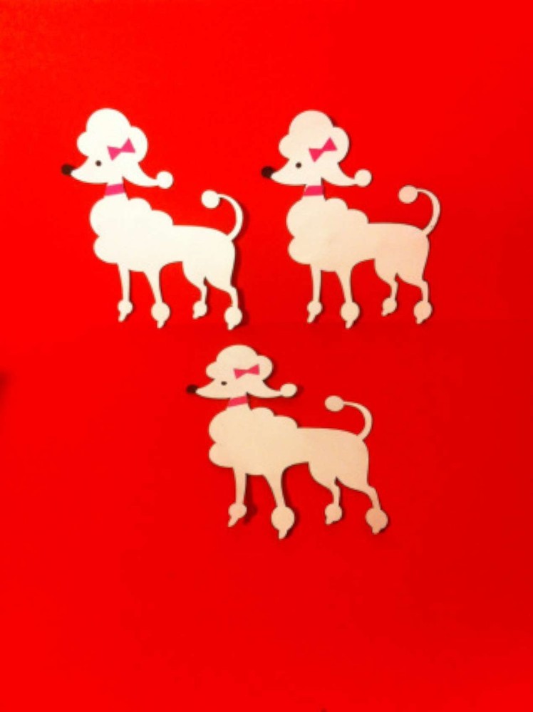 Die cut «White Poodle» Set 10 dogs Scrapbooking, party and card decorations