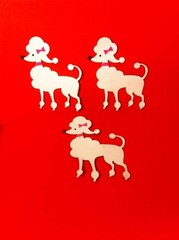 Die cut «White Poodle» Set 10 dogs Scrapbooking, party and card decorations