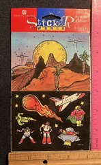 VINTAGE American Greetings Space Planet Scene Stickers Rocket Mars UFO NEW NIP