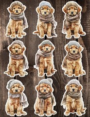 Winter Golden Retriever Die Cut Vinyl Stickers Scrapbooking Laptop Waterbottle