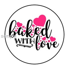 30 BAKED WITH LOVE ENVELOPE SEALS LABELS STICKERS 1.5″ ROUND GIFTS HEARTS