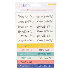 Crate Paper HOORAY! PHRASES (153) Stickers (4) Sheets scrapbooking BIRTHDAY