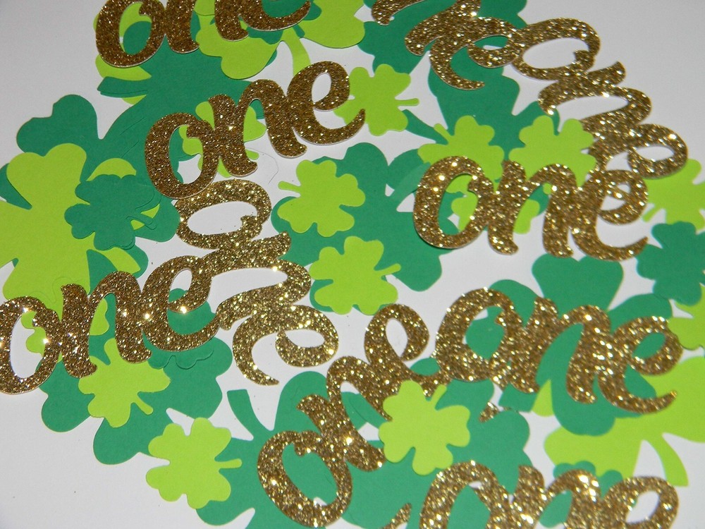 St Patricks Day One Confetti – First Birthday Party Decorations Irish Shamrock