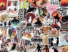 50 COWBOY stickers, ranch, horse, hat, decal, cowboys, Western