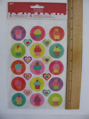 Walmart CUPCAKES & HEARTS Stickers 1 Sheet 23 Pieces NOS