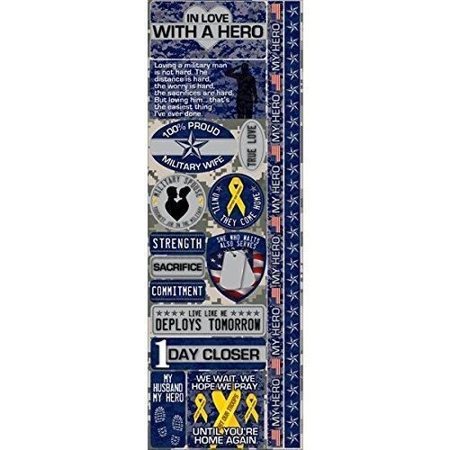 Reminisce Signature Series Cardstock Combo Stickers, 4.25 by 12-Inch, Military W