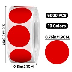 5000PCS Colored Circle Dots Stickers 3/4 Inch Colored Round Stickers