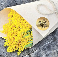 500 pcs Sticker Seals Roll Gold Thank You Black Cursive Self Adhesive NEW