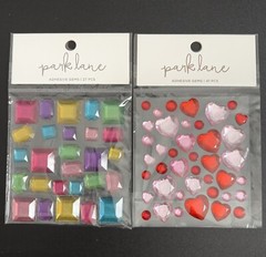 6 Park Lane Adhesive Gems Scrapbooking Stickers Square Oval Hearts Teardrop NEW