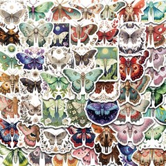 50PCS Colorful Moth With Sharp Edges Stickers Kawaii Cartoon Good Harvest Photoc