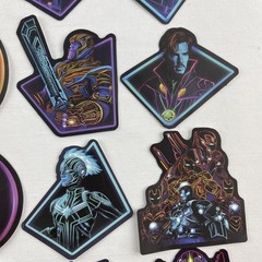 Marvel Superhero Stickers Neon BLK Avengers DC Spiderman Decal Pack Lot 35pc New