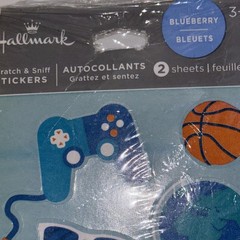 Hallmark SPORTS & GAMES Scratch & Sniff BLUEBERRY 2 Sheets In Package, Sealed