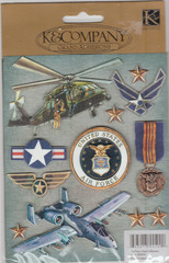 🛩️K & COMPANY » AIR FORCE » PLANE✈️-MEDALS🎖️-STARS⭐-SCRAPBOOKING STICKER LOT🚁