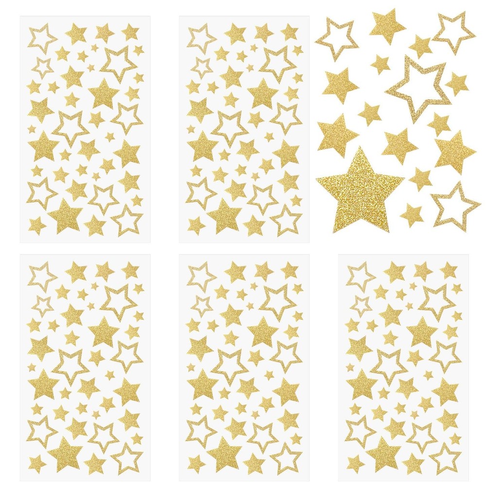 5 Sheets Glitter Star Stickers, Gold Stars Stickers, Self-Adhesive Star Label…