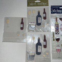 New Stickopotamus Jolee’s Wine Glasses Red White Champagne Bottle Theme Stickers