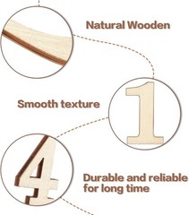 Jetec 75 Pieces Wooden Clock Numbers Kit in 5 Sets Arabic Original Color