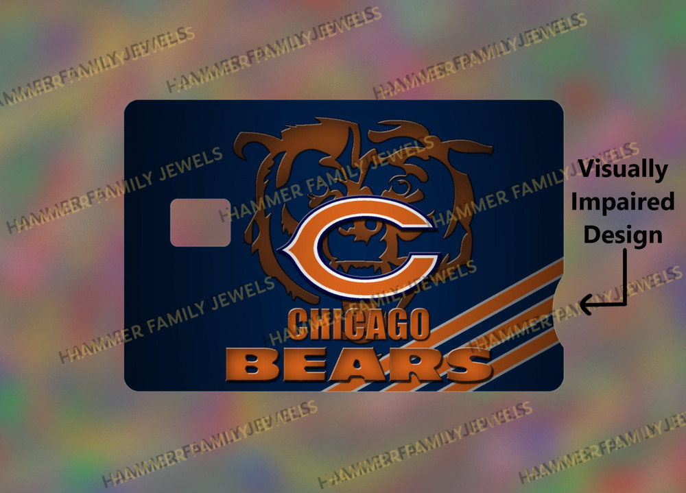 Chicago Bears Fan Art Credit Card Decal with Visually Impaired Design