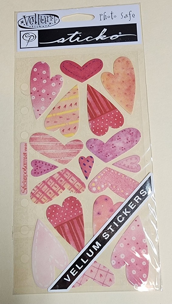 Valentines Day Stickers Brand New in Package Unopened sticko vellum scrapbook :)