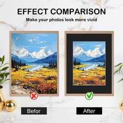 15 PCS 12×16 Inch Black Picture Mats Fits 8.5×11 Inch Photo Bevel Cut Core