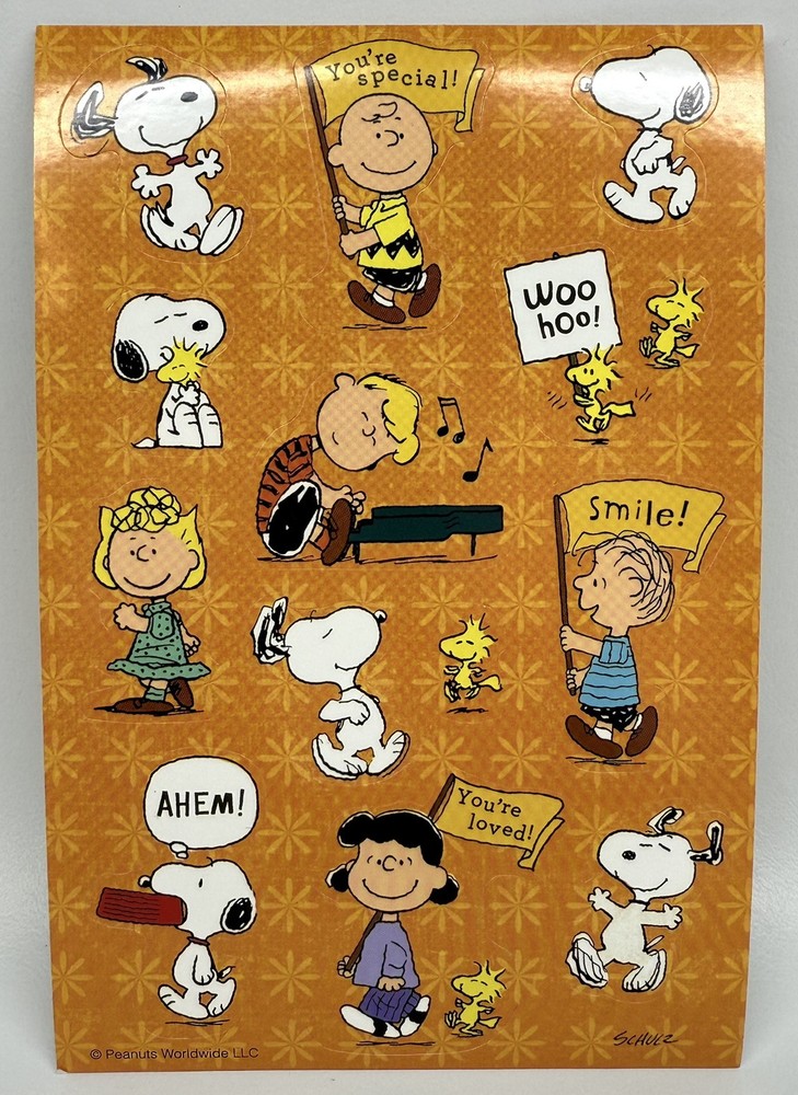 Peanuts Characters Stickers Snoopy Charlie Brown Encouragements 1 Sheet 13 Stkrs