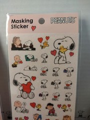 Peanuts Snoopy Masking Stickers Set of 2 Sheets Kawaii White & Red New 2021
