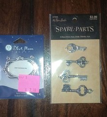 Tim Holtz Blue Moon Beads Scrapbooking Embellishments Lot Metal Keys Gears