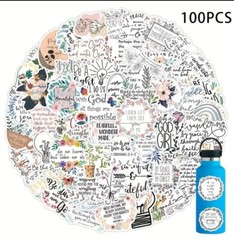 100 pcs Bible Stickers Christian Jesus Inspirational Verse Waterproof Vinyl New