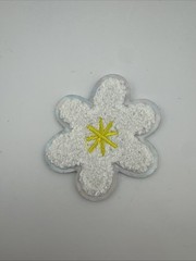 2 Pack Smiley Face Flower Chenille Fuzzy Patches 2” Self Adhesive Stickers