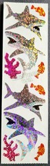 HAMBLY STUDIOS STICKERS PRISMATIC GLITTER GREY SHARK PINK CORAL FISH VINTAGE