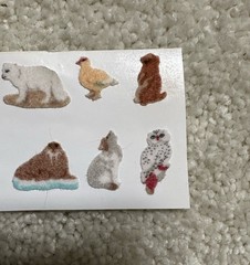 Vintage Fuzzy Flocked Mini Arctic Animal Stickers, Used, Sheet Is 1.5“ X 2.5“