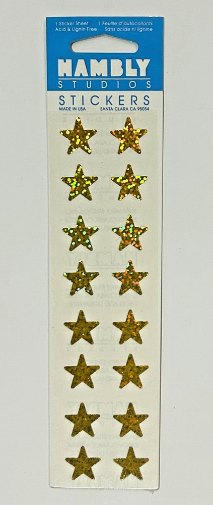 NEW Pack HAMBLY Studios Yellow Gold Stars Sparkly Scrapbook Stickers
