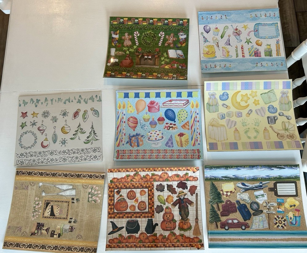 CREATIVE MEMORIES DONE WITH ONE LOT OF 8 Sealed Paper & Die Cut Shapes