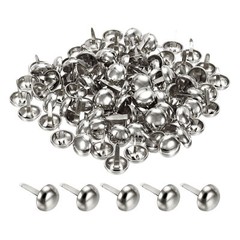 100pcs 12x20mm Mini Brads Round Paper Fasteners for Art Crafting, Silver Tone