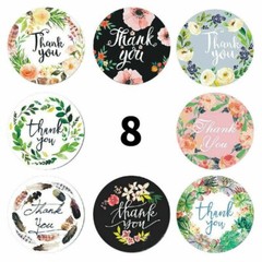 1″ Thank You Stickers Roll Floral Designs Round Self-Adhesive Labels 500/1000Pcs