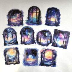 Celestial Moon Night Window Stickers Large Flake Junk Journals Collage