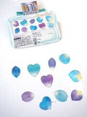 Q-Lia Japanese Gold Foil Flowers Stickers/Pack of 40/ Blue Petals