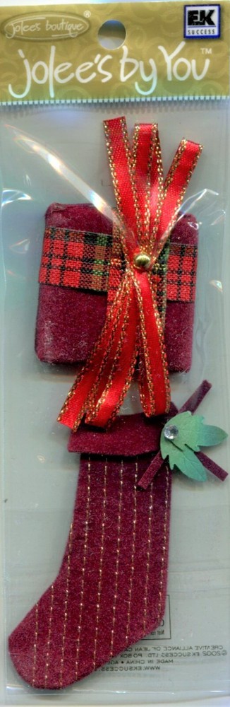 Christmas Stocking & GIft, scrapbook 3D embellishment Jolee’s by You JJCE026C