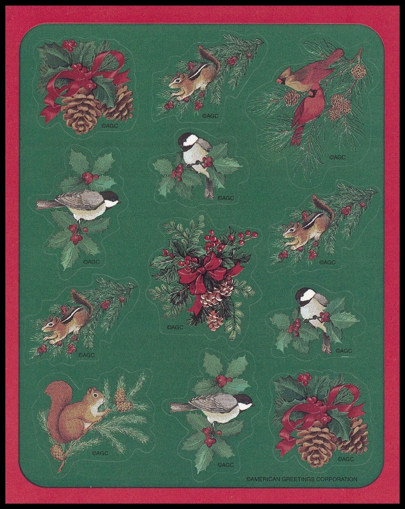 Stickers – Bird Chipmunk Squirrel – Christmas CL063