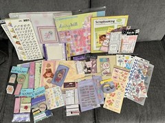 Large Baby Girl Pink Scrapbook Lot: Book, Sheets, Papers, Stickers & More. NEW
