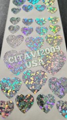 HAMBLY STUDIOS STICKERS PRISMATIC /GLITTER SILVER / GREY HEARTS VINTAGE RARE