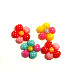 Lot of 40 Multicolor Flower Flatbacks For Crafting – NEW (#13)