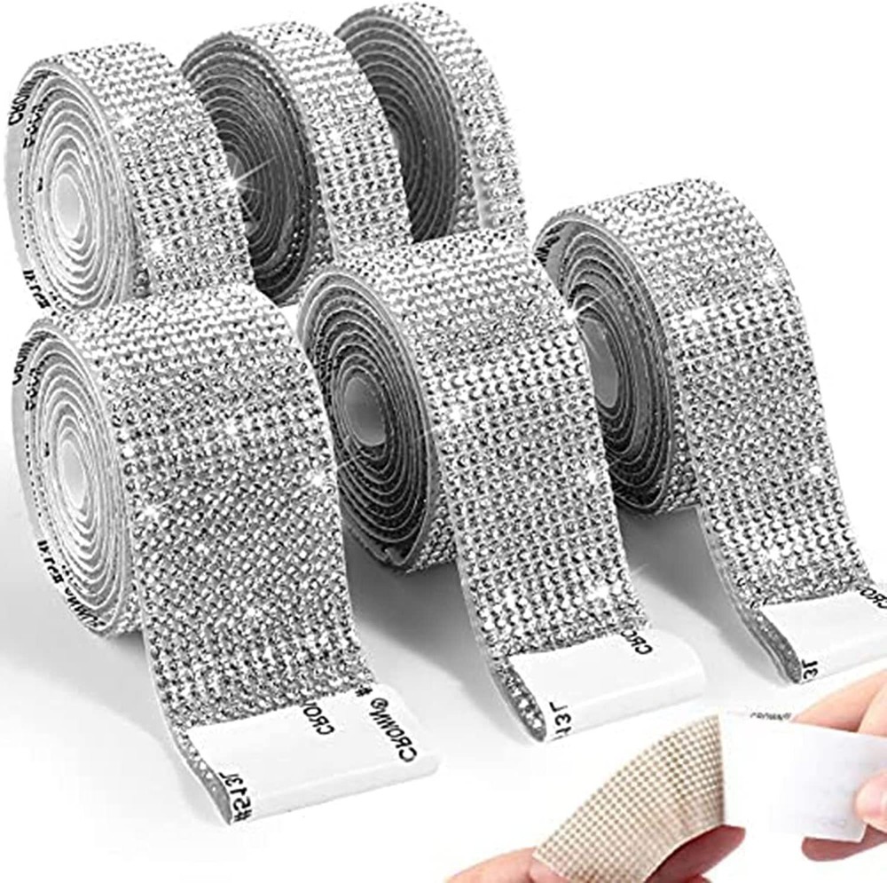 Self Adhesive Rhinestone Trim Tape Diamond Ribbon DIY Strips Sticker 1 Meter New