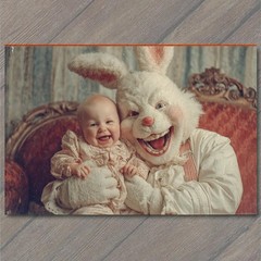 STICKER Creepy Easter Bunny Baby Portrait Nightmare Rabbit Costume Oddity